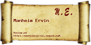 Manheim Ervin névjegykártya